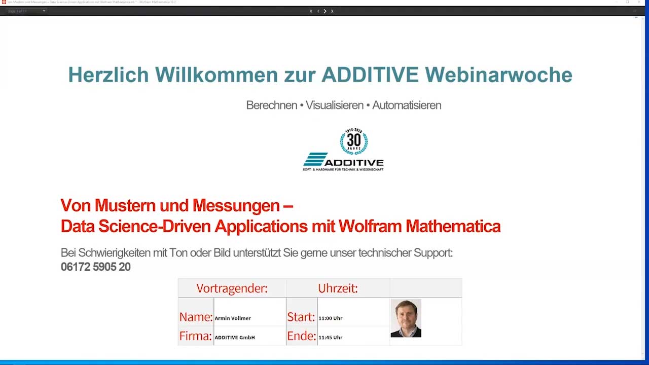 ADDITIVE Webinarwoche 2023 - Wolfram Data Science-Driven Applications